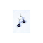 Cynthia Lynn "AUDREY" Black Onyx and Grey Cats Eyel Beaded Silver Drop Earrings