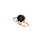 1CT-3CT Round Cut Black Diamond Engagement Ring Halo Black Onyx Anniversary Ring for Women Promise Gifts for Her 925 Silver/10K/14K/18K Gold