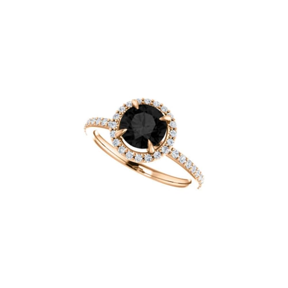 1CT-3CT Round Cut Black Diamond Engagement Ring Halo Black Onyx Anniversary Ring for Women Promise Gifts for Her 925 Silver/10K/14K/18K Gold