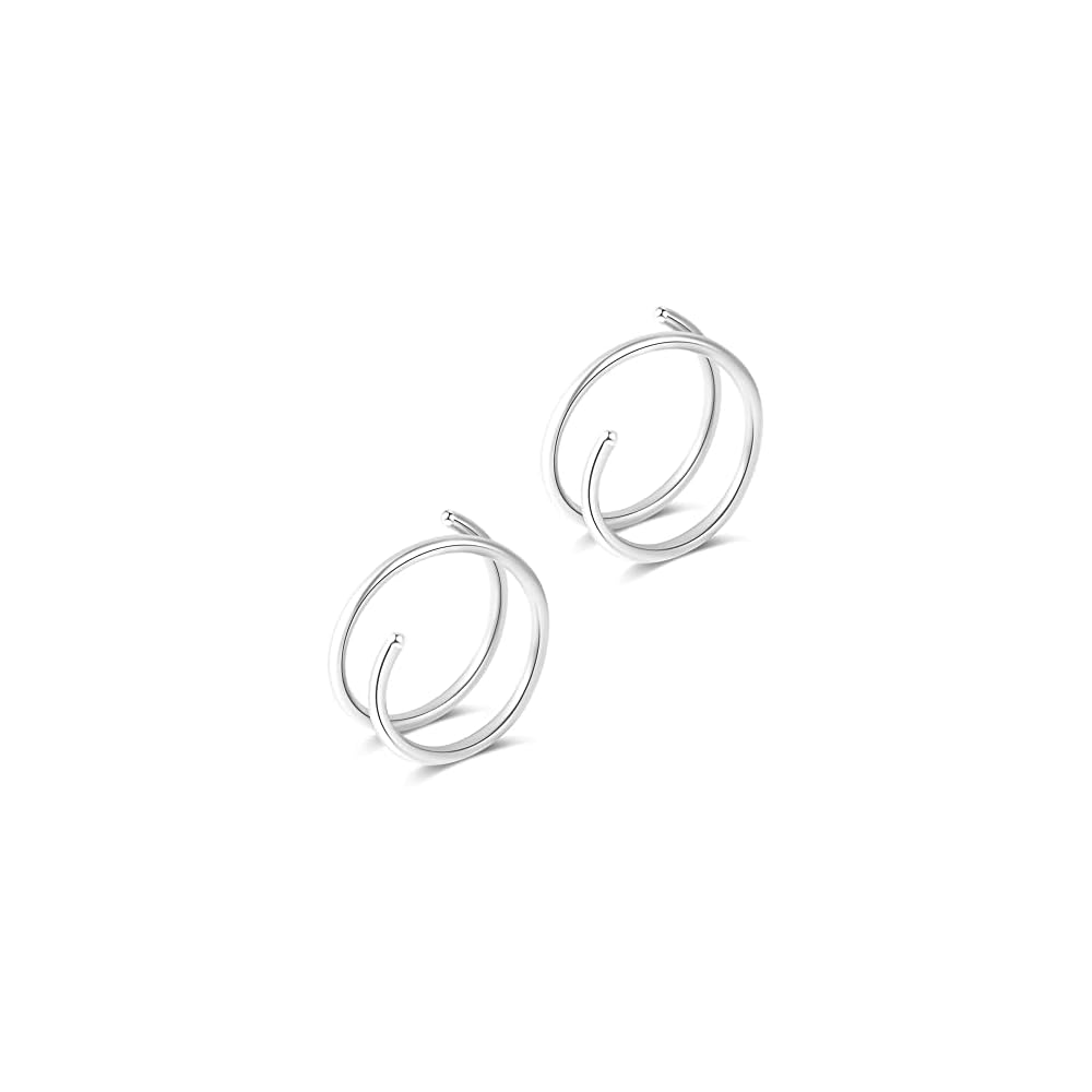 1-15PCS Double Hoop Nose Ring for Single Piercing 18G 20G 22G Spiral Nose Rings Hoops 18 20 22 Gauge Surgical Steel Twist Nose Piercing Jewelry Nostril for Women Girls Men Hypoallergenic Pack Easy Bendable 6mm 8mm 10mm