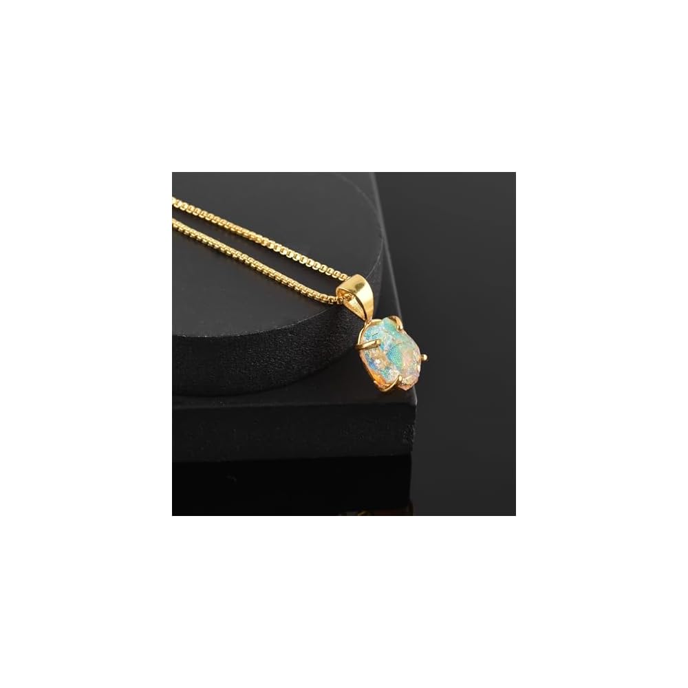 Genuine Raw MultiColor Gemstone Dainty Pendant Necklace for Women