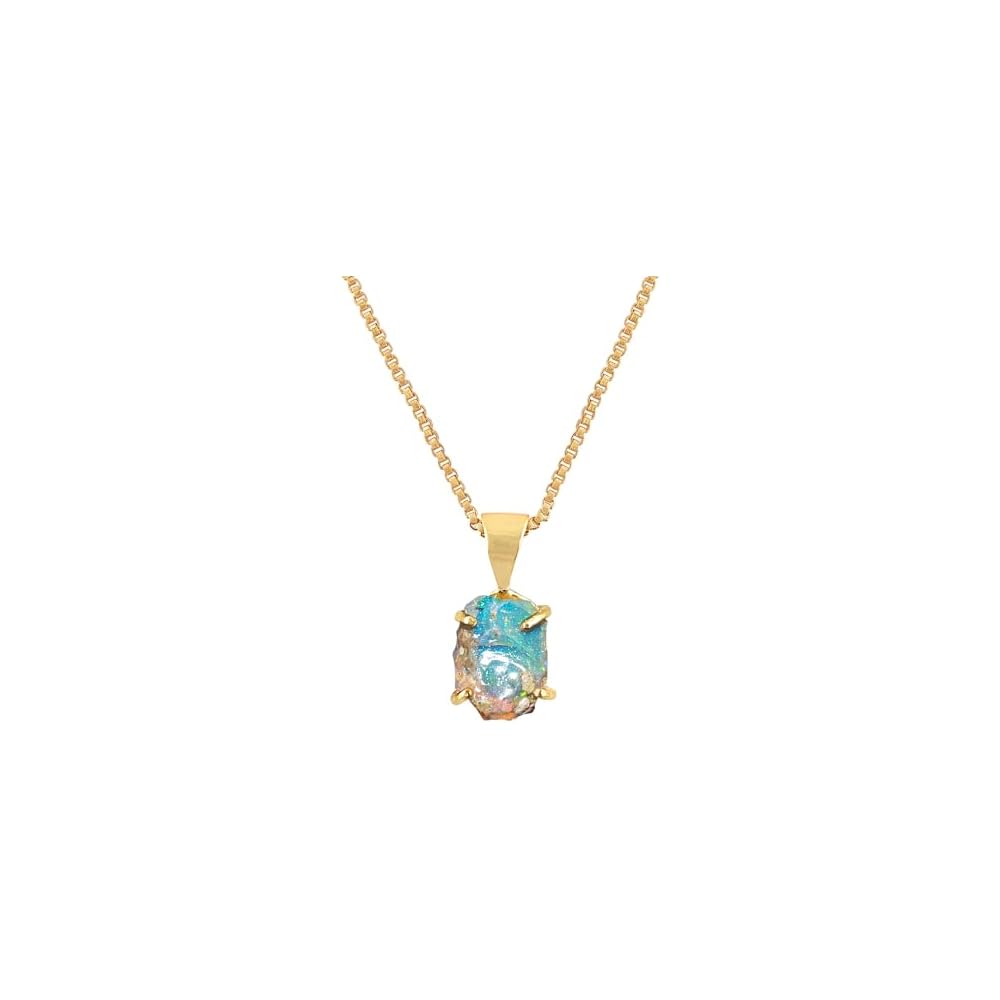 Genuine Raw MultiColor Gemstone Dainty Pendant Necklace for Women