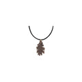Oak Leaf Necklace Bronze Plated Oak Leaf Synthetic Suede Cord Long Necklace Woodland Treasure Jewelry Party Costume Accessory