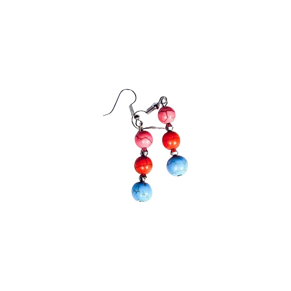 Cynthia Lynn "ARIZONA SUNRISE" Turquoise Blue and Multi-Color Howlite Beaded Drop Earrings