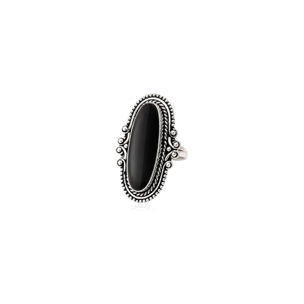 925 Sterling Silver Blue Copper Turquoise Ring for Women Handmade Oval Statement Ring with Purple Turquoise Black Onyx Option, Vintage Boho Jewelry Gift