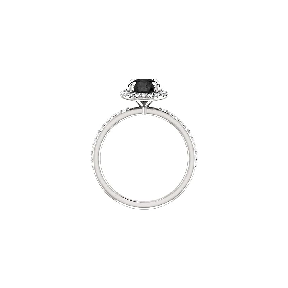 1CT-3CT Round Cut Black Diamond Engagement Ring Halo Black Onyx Anniversary Ring for Women Promise Gifts for Her 925 Silver/10K/14K/18K Gold