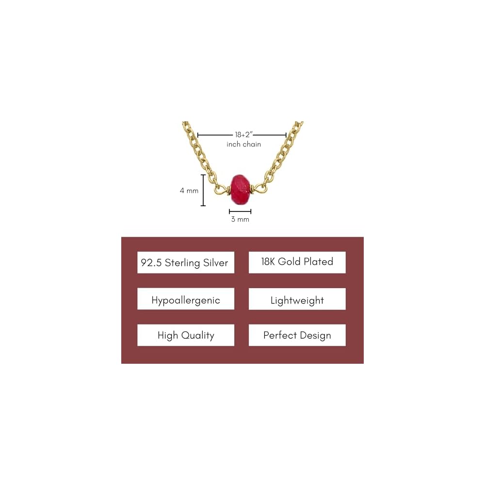 Ruby Crystal Bead Pendant Necklaces for Women