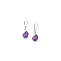 Gempires Raw Purple Amethyst Crystal Gemstone Earrings February Birthstone Jewelry Hypoallergenic Silver Plated Minimalist Everyday Wear Dangling Earrings For Women