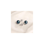 Black Pearl Stud Earrings Security Screw Back Akoya Round Pearl