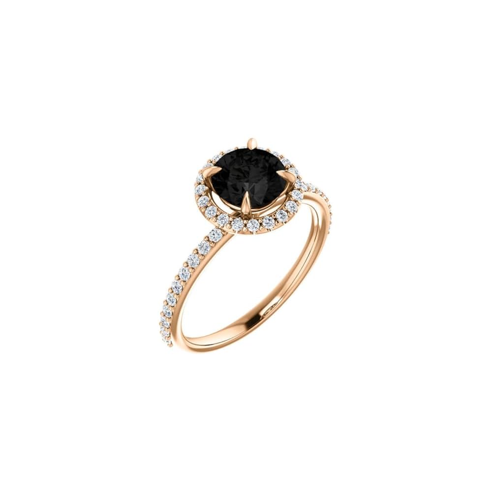 1CT-3CT Round Cut Black Diamond Engagement Ring Halo Black Onyx Anniversary Ring for Women Promise Gifts for Her 925 Silver/10K/14K/18K Gold