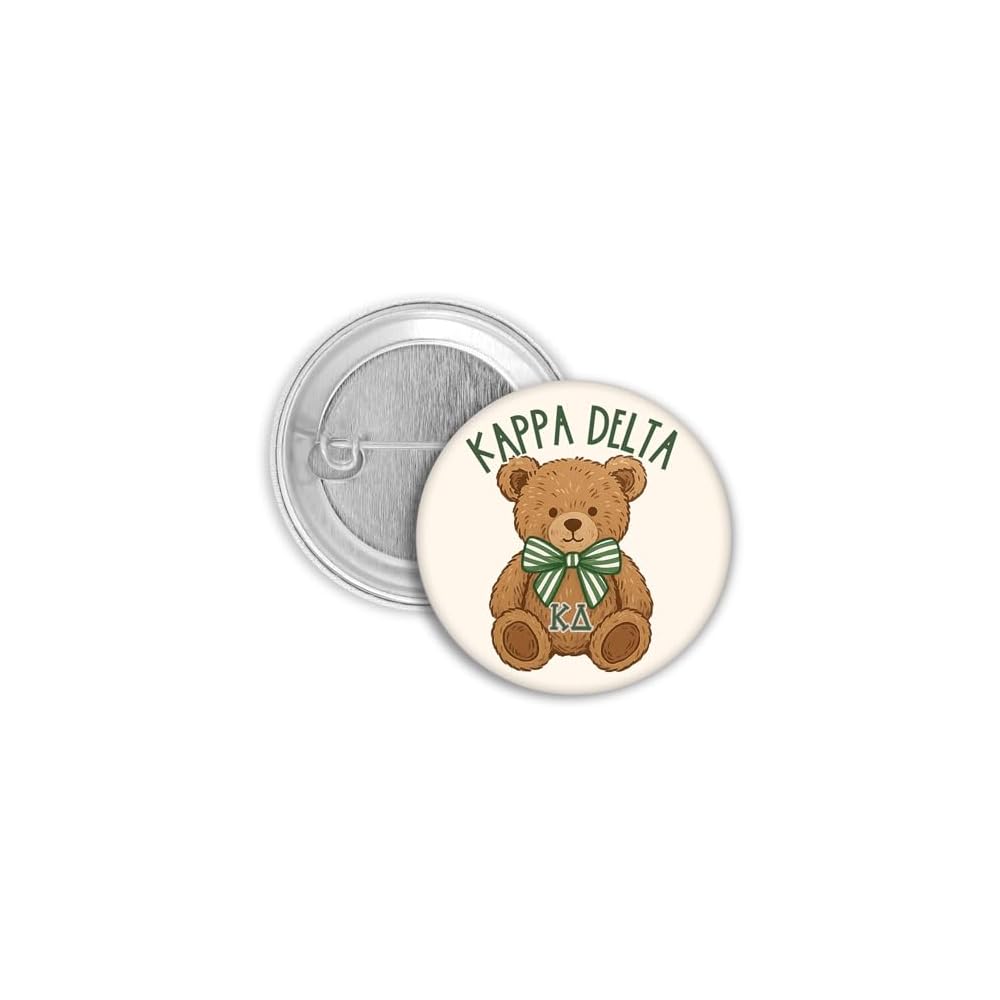 Kappa Delta Pin Set, KD Teddy Bear and Gingham Heart Sorority Buttons