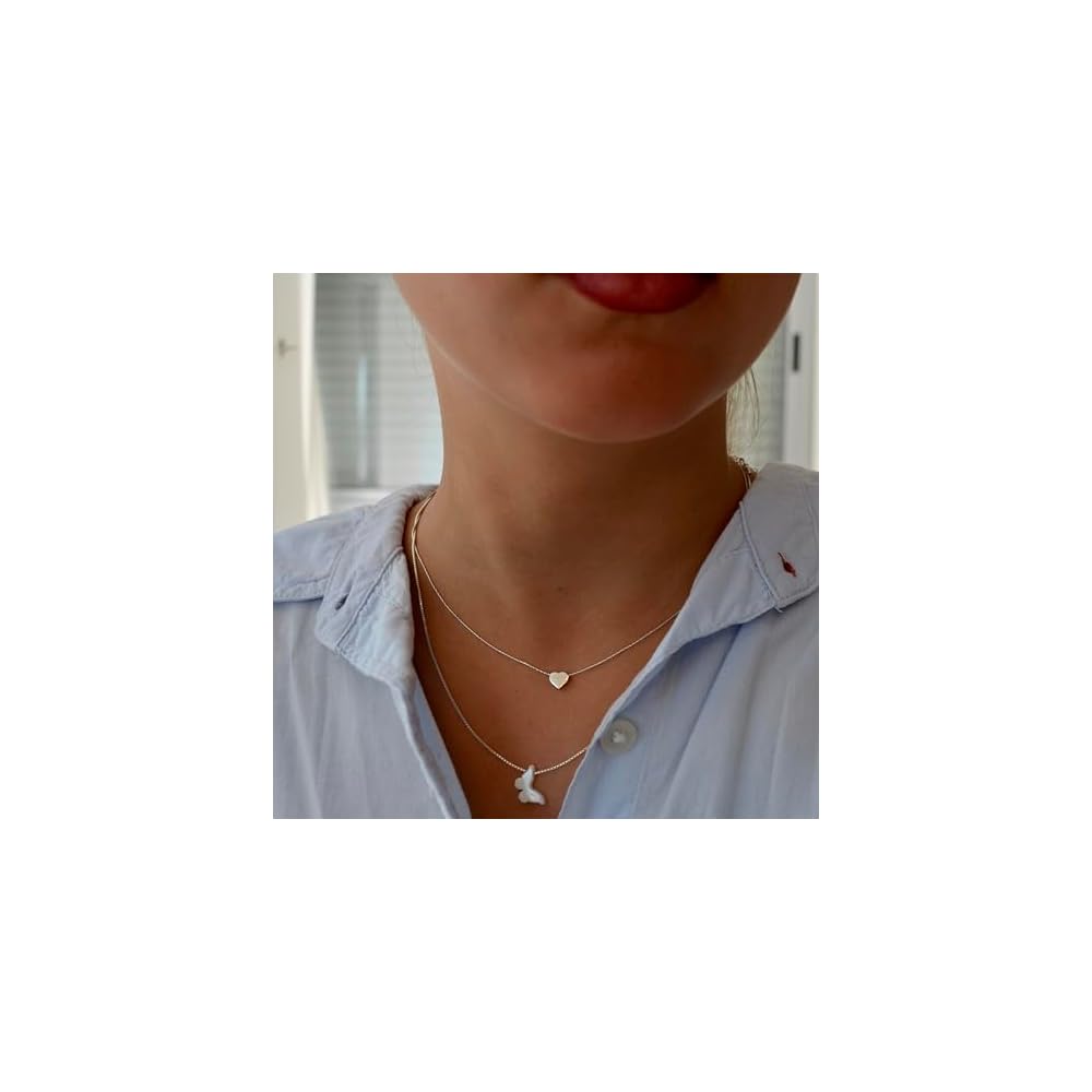 AVNIS Opal Butterfly Necklace Gift for Women Girl Teens Delicate Synthetic Opal jewelry Sterling Silver 925 Box Chain 16"+extension
