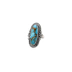 925 Sterling Silver Blue Copper Turquoise Ring for Women Handmade Oval Statement Ring with Purple Turquoise Black Onyx Option, Vintage Boho Jewelry Gift