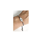 Evil Eye Cubic Zirconia Adjustable Silver Tone Bracelet