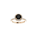 1CT-3CT Round Cut Black Diamond Engagement Ring Halo Black Onyx Anniversary Ring for Women Promise Gifts for Her 925 Silver/10K/14K/18K Gold