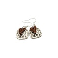 Copper Heart Hammered Silver Earrings, Bohemian Jewelry