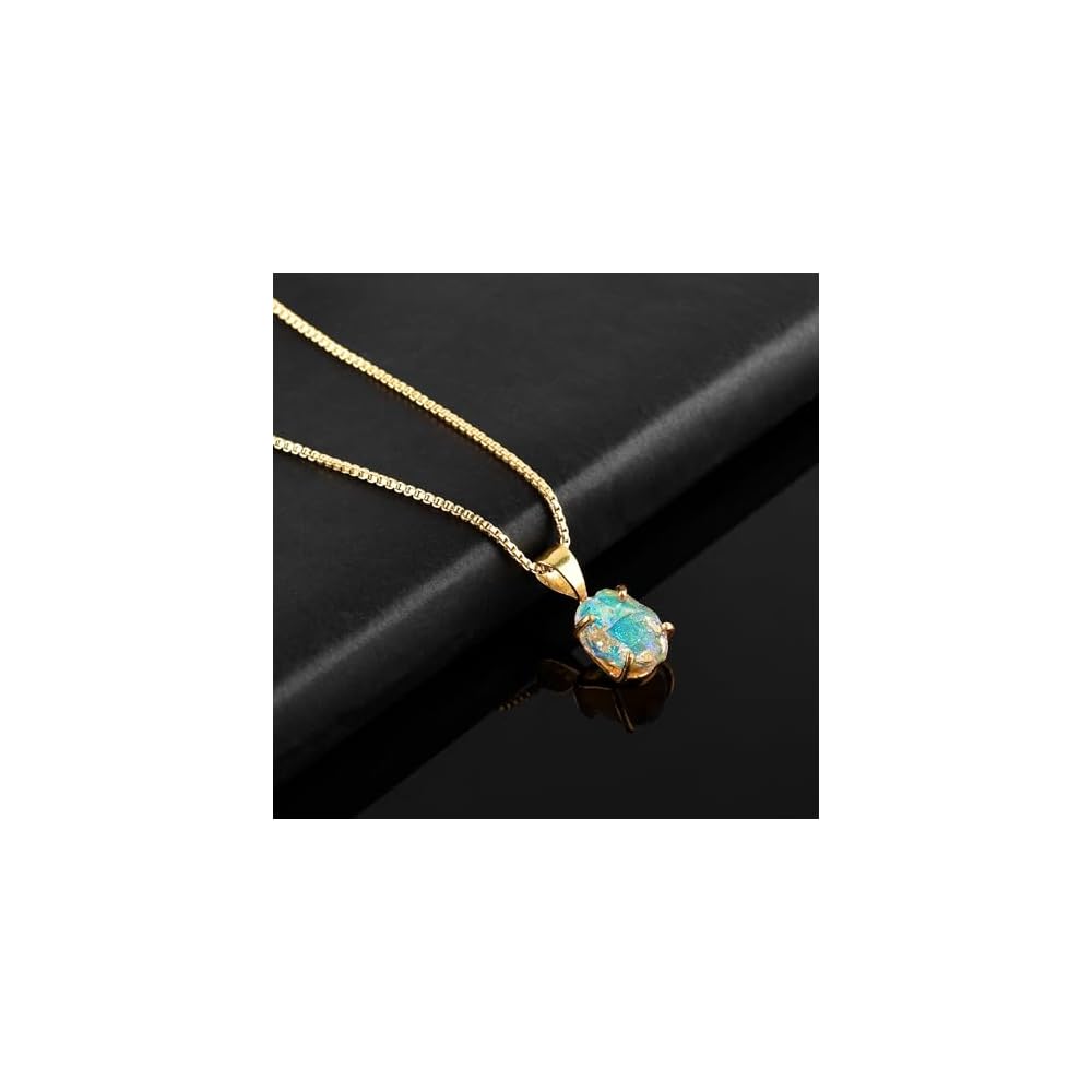 Genuine Raw MultiColor Gemstone Dainty Pendant Necklace for Women