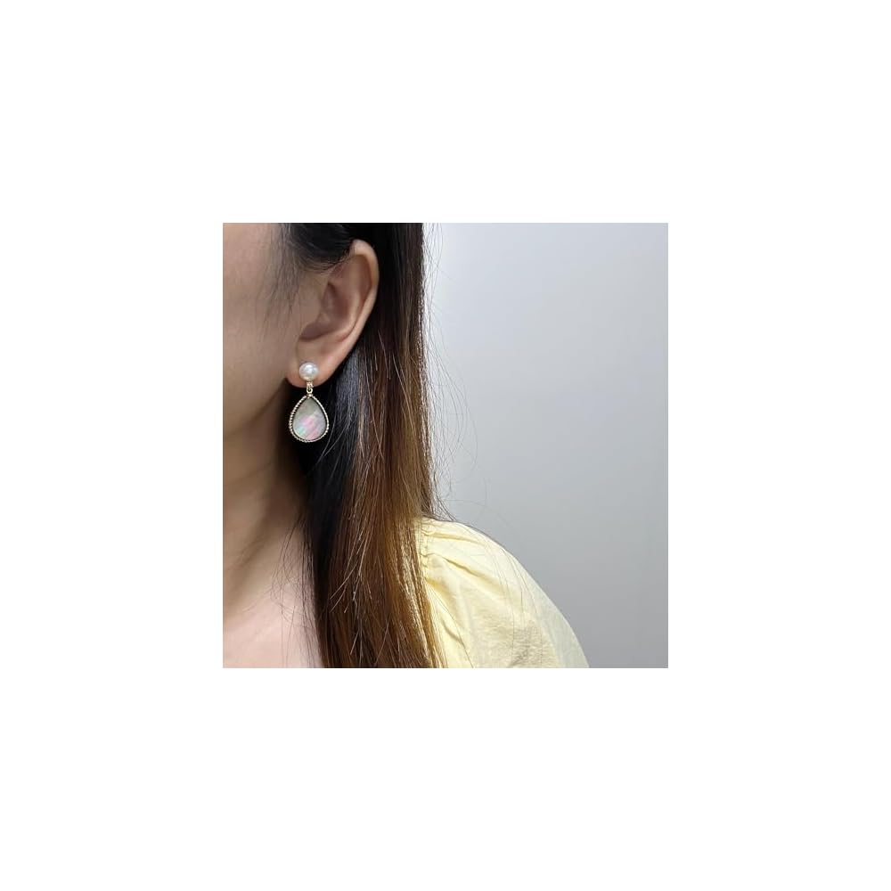 Handmade Teardrop Shell Dangle Drop Earrings for Women