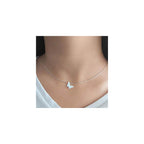 AVNIS Opal Butterfly Necklace Gift for Women Girl Teens Delicate Synthetic Opal jewelry Sterling Silver 925 Box Chain 16"+extension