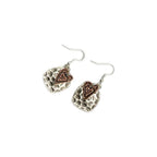 Copper Heart Hammered Silver Earrings, Bohemian Jewelry