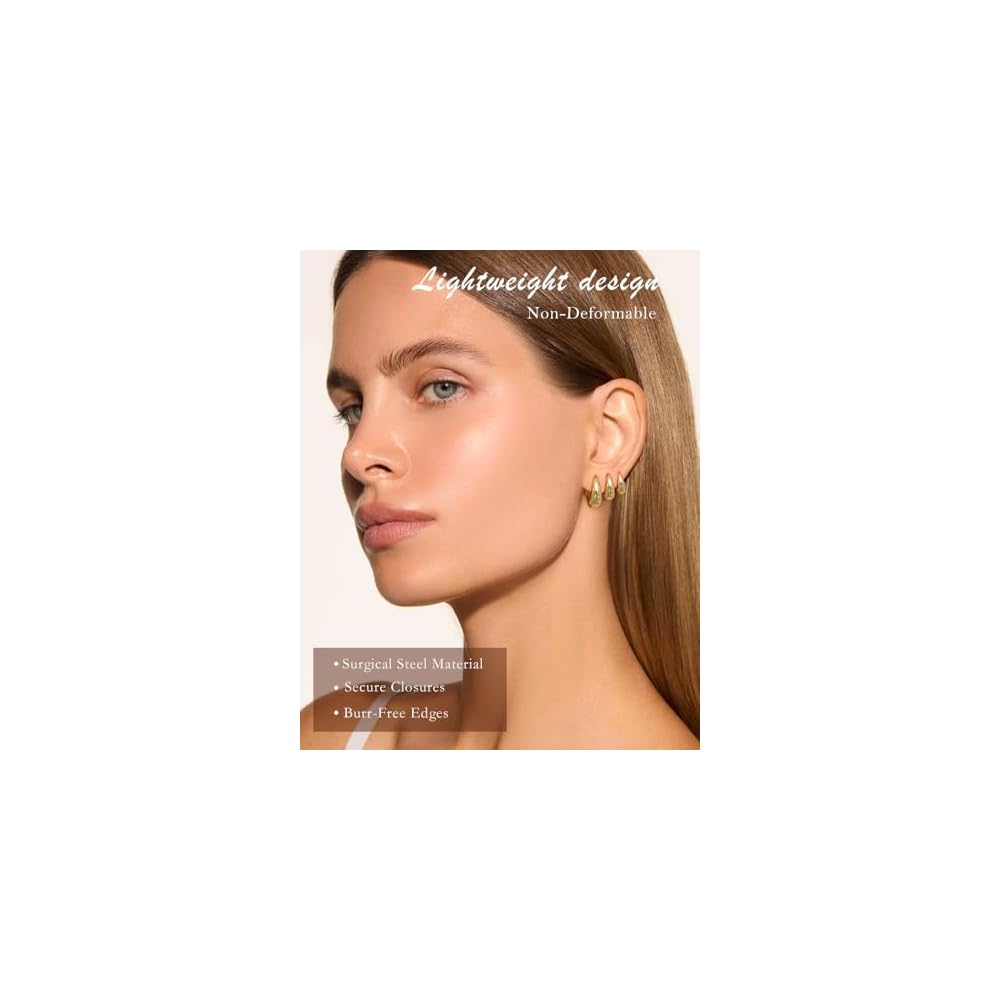 Surgical Steel Small Gold Huggie Hoop Earrings for Women Hypoallergenic
