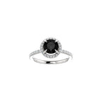 1CT-3CT Round Cut Black Diamond Engagement Ring Halo Black Onyx Anniversary Ring for Women Promise Gifts for Her 925 Silver/10K/14K/18K Gold
