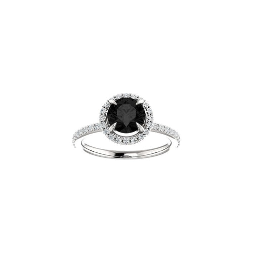 1CT-3CT Round Cut Black Diamond Engagement Ring Halo Black Onyx Anniversary Ring for Women Promise Gifts for Her 925 Silver/10K/14K/18K Gold