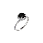 1CT-3CT Round Cut Black Diamond Engagement Ring Halo Black Onyx Anniversary Ring for Women Promise Gifts for Her 925 Silver/10K/14K/18K Gold
