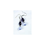 Cynthia Lynn "AUDREY" Black Onyx and Grey Cats Eyel Beaded Silver Drop Earrings