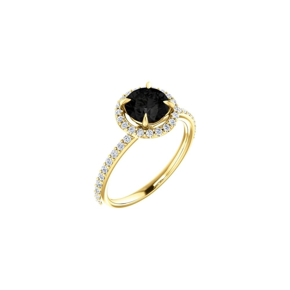 1CT-3CT Round Cut Black Diamond Engagement Ring Halo Black Onyx Anniversary Ring for Women Promise Gifts for Her 925 Silver/10K/14K/18K Gold