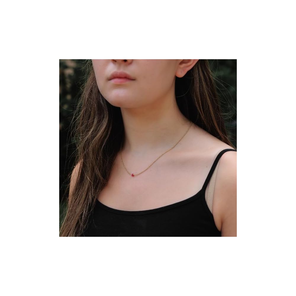 Ruby Crystal Bead Pendant Necklaces for Women