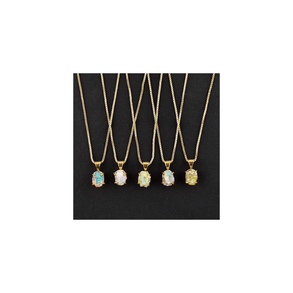 Genuine Raw MultiColor Gemstone Dainty Pendant Necklace for Women