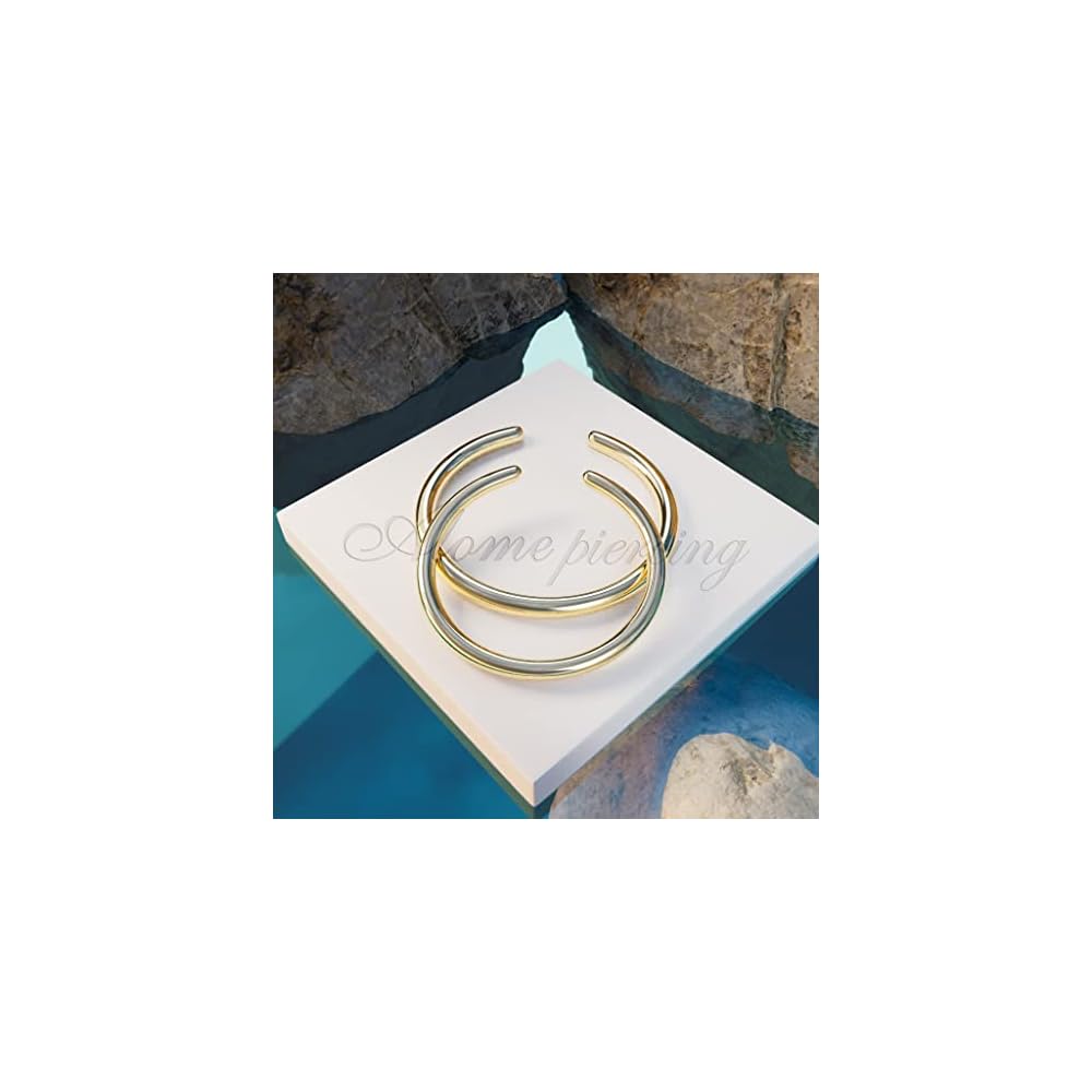 Set Of Two Double Fake Conch Piercings - 18 Gauge Faux Conch Rings, Gold Fake Conch Hoops - 14K Gold Filled Fake Conch Jewelry