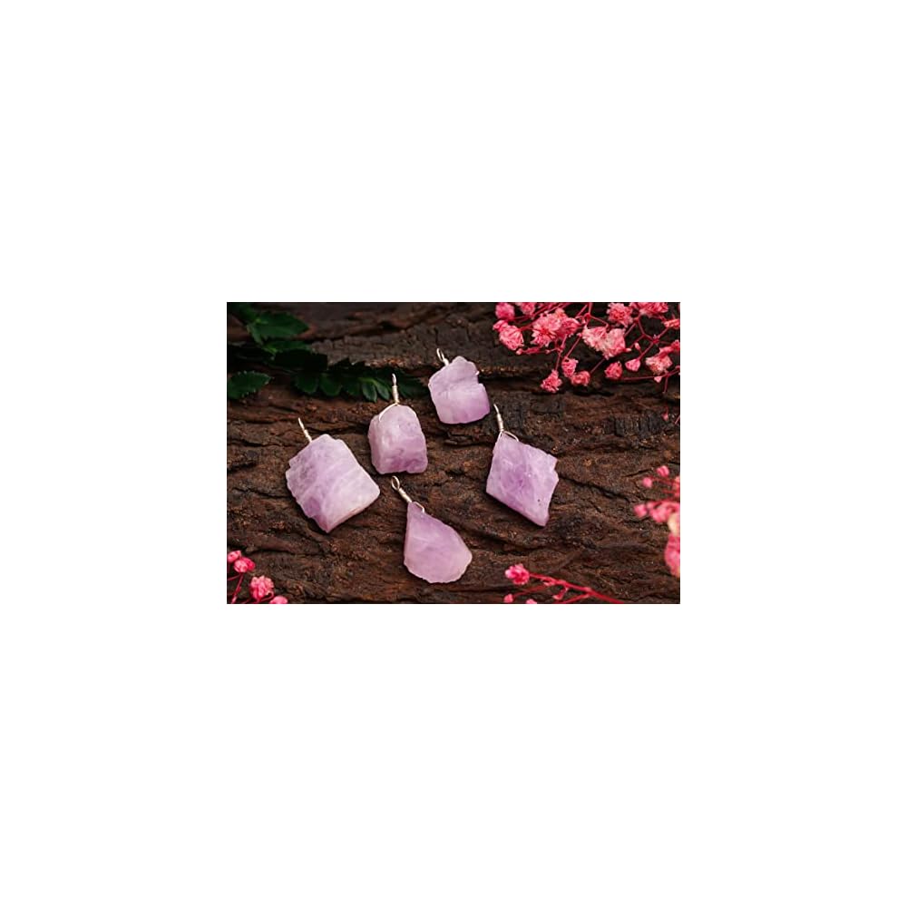 Raw Rough Pink Kunzite Gemstone Pendant, Handmade Necklace, Healing Stone, Natural Chakra Crystal, Hypoallergenic Silver Jewelry 18 inch, Birthday, Wedding, Anniversary, Gift for Women