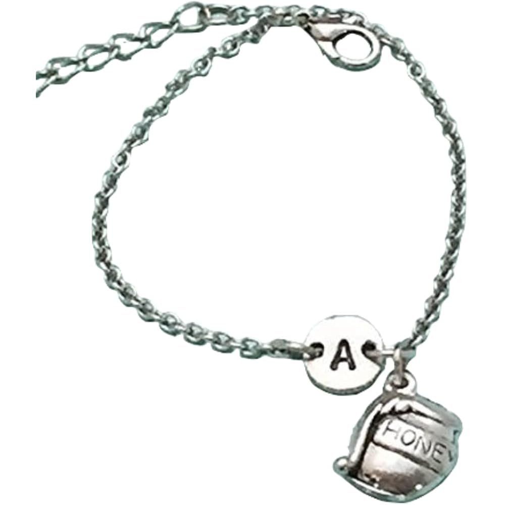 Honey pot charm bracelet, honey pot charm, adjustable bracelet, food, personalized bracelet, initial bracelet, initial charm, monogram