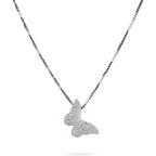 AVNIS Opal Butterfly Necklace Gift for Women Girl Teens Delicate Synthetic Opal jewelry Sterling Silver 925 Box Chain 16"+extension
