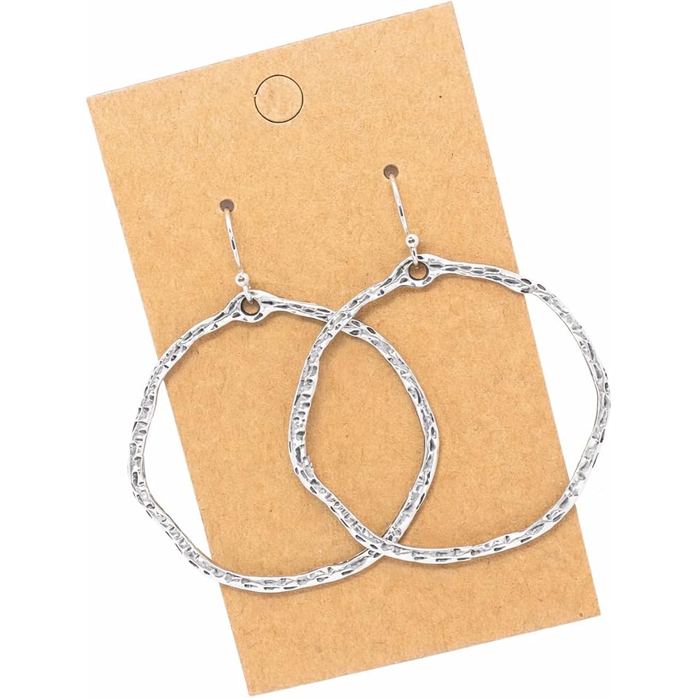 Large Hammered Wavy Hoops on Sterling Silver Earrings Boho Bohemian