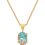 Genuine Raw MultiColor Gemstone Dainty Pendant Necklace for Women