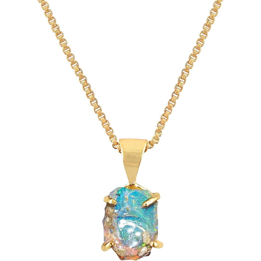 Genuine Raw MultiColor Gemstone Dainty Pendant Necklace for Women