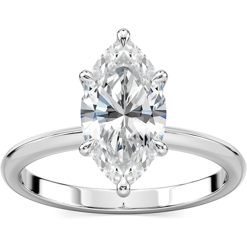 2.00 CT TO 10.00 CT Carat Marquise Cut Moissanite Solitaire Ring 925 Sterling Silver Engagement Wedding Promise Band D Color VVS Clarity