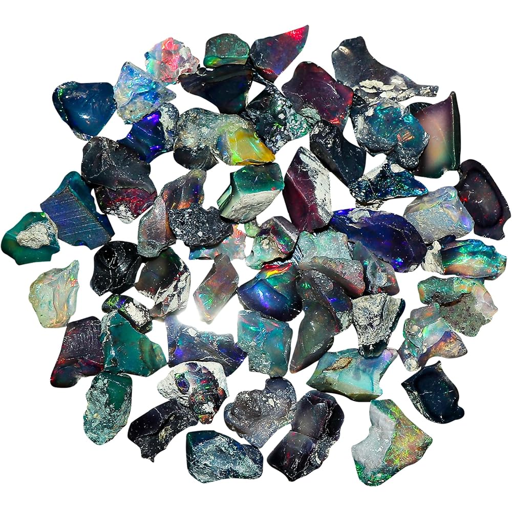20pcs Raw Black Opal Gemstone and Crystals, Wholesale Gemstone Lot, Rough Crystals, Rock Stones, Jewelry Making Supplies, DIY & Crafts, AA+ Grade (6-10mm)